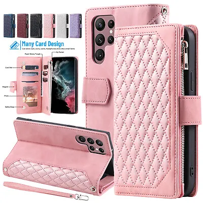 $14.99 • Buy Zipper Leather Card Case For Samsung Galaxy S22 Ultra S21 Plus S20 FE 5G S10S9S8