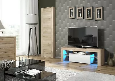 £69.90 • Buy TV Unit 130cm Modern Cabinet TV Stand High Gloss Doors With Free LED
