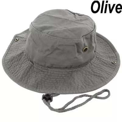 Mens Boonie Bucket Hat Cap Cotton Fishing Hunting Safari Summer Military Oliver • $10.95