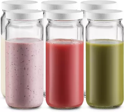 Travel Glass Drinking Bottle Mason Jar 16 Ounce [6-Pack] Plastic Airtight Lids  • $31.97