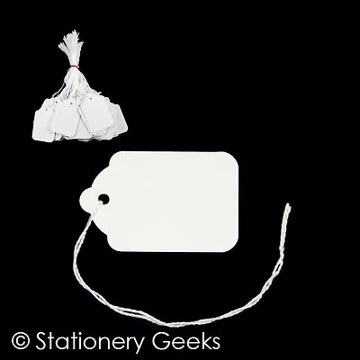 £1.85 • Buy 100 White Strung Tickets 54 X 35 Mm Price Tags String Swing Labels 54mm X 35mm
