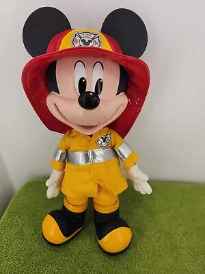 Vintage Mickey Mouse Fireman Toy Figure Hard Head Talking Press Chest See Pics • $19.99