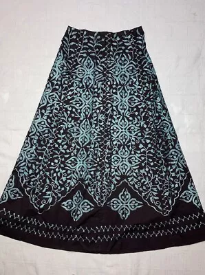 Soft Surroundings Brown Cotton Embroidered Long Skirt Midi Maxi Boho Peasant XS • $29