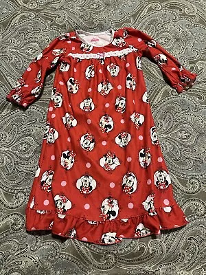 Disney Junior Toddler Girls Super Soft Minnie Mouse Nightgown Size 3T Red • $5