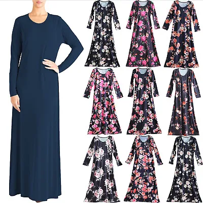 Womens Plain Abayas Islamic Burkha Kaftan Farasha Jilbab Casual Maxi Dress • £11.95