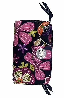 New Vera Bradley Turn Lock Wallet Zip Around  Pattern Black Pink • $18.40