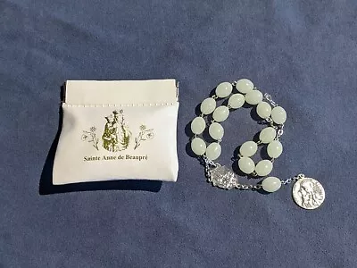 Vintage Rosary Bracelet & Pouch White Beads Complete Glow In The Dark • $10.97