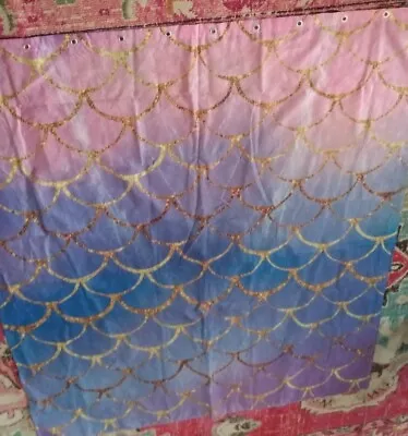 NWOT Shower Curtain Mermaid Pastel Pink Gold Glitter Fish Scales Chic 58x72  • $13.79