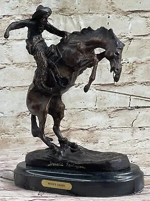 100% Bronze Statue Remington Bronze Cowboy W Horse Sculpture WOOLY CHAP • $124.50