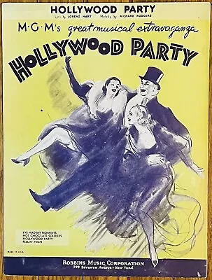 Vintage RODGERS & HART Sheet Music 1934 Film HOLLYWOOD PARTY Scarce TITLE TUNE • $16.50