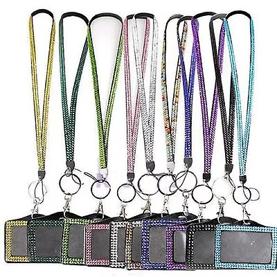  Id Card Holder  Lanyard  Neck Strap Rhinestone Landscape Horizontal Vertical • £3.99