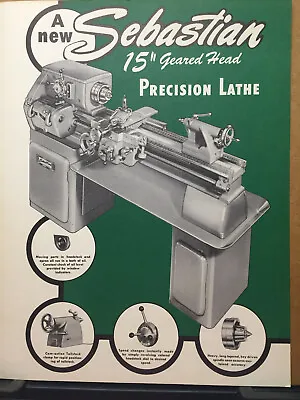 Vtg Sheldon Machine Co Trade Catalog Sebastian Lathe 15  1955 Tool • $13.98