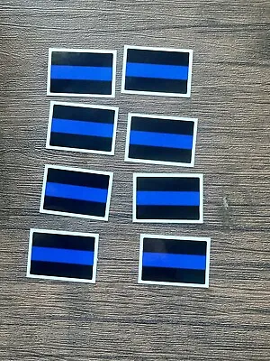 8x Thin Blue Line Mini Sticker Decals License Plate Car Police Officers Truck 3M • $3.19