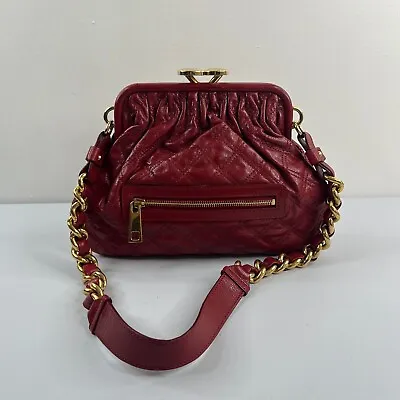 Marc Jacobs Quilted Stam Shoulder Bag Womens Red Leather Gold Hardware • $399