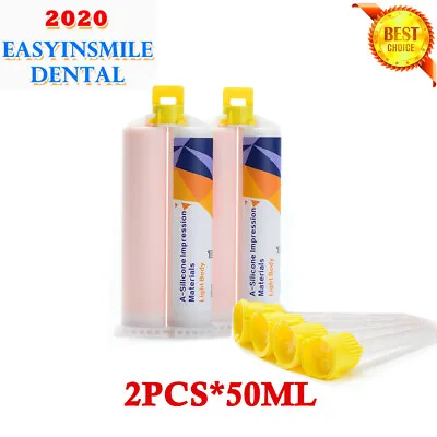 2 Cartridges*50ml Dental Impression Material Silicone Light Body With 4 Tips USA • $18.12