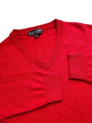 Hart Schaffner Marx Extra Fine Merino Wool V-Neck Sweater Mens Red Size XL  • $19.99