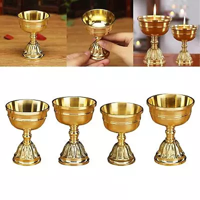 Embossed Lotus Light Lamp Holder Brass Candle Cup For Dinner Parties Decor • $23.06