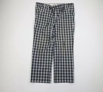 Vintage 70s Rockabilly Mens 46x30 Checkered Plaid Wide Leg Bell Bottoms Pants • $79.16