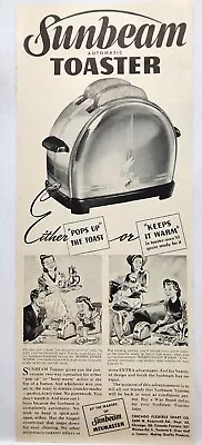 1944 Sunbeam Toaster Pops Up Vintage  Print Ad Man Cave Art Deco Poster 40's • $10.88