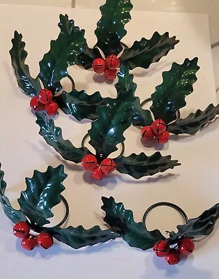 6 Vera Napkin Rings Holly And Berry Jingle Bells Metal  Lightweight  Christmas • $15