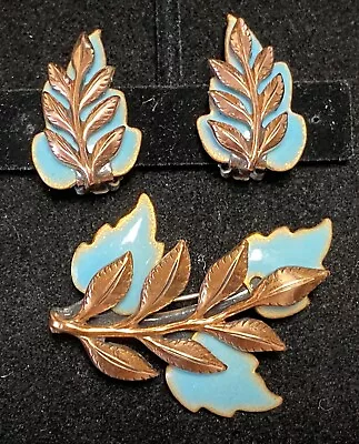 Matisse Renoir Blue Enamel Brooch & Matching Clip Earrings • $45