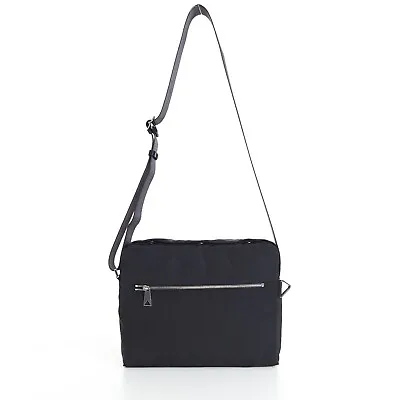 BOTTEGA VENETA 2000$ Black Nylon Messenger Bag - Jacquard Logo Strap • $1500