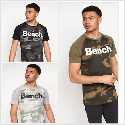 ✅Mens BENCH T Shirts Fashion Printed Small Upto XXL ✅Crew Neck Camo ✅ Print✅ NEW • £14.99