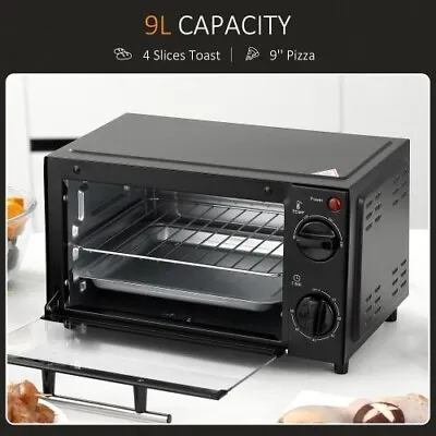 Mini Oven 9L Countertop Electric Grill Toaster Pizza 750W Small Kitchen Counter • £37.95