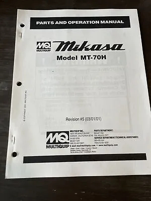 Mikasa Multiquip MT70H Tamping Rammer Jumping Jack Parts Operation Manual Book • $54.99