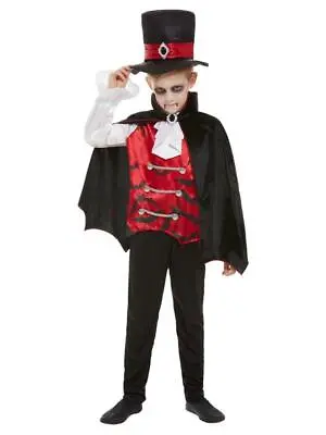 Child Black & Red Boys Vampire Halloween Fancy Dress Costume And Face Paint • £12.59