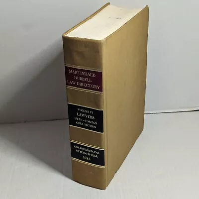 Martindale Hubbell Law Directory 1983 Volume VI 6 Lawyers Utah-Wyoming Annual HC • $19.99