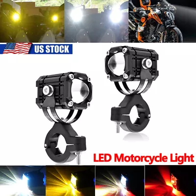 2pcs LED Motorcycle Headlight Driving Fog Spot Light Auxiliary Lamp White Amber • $18.95