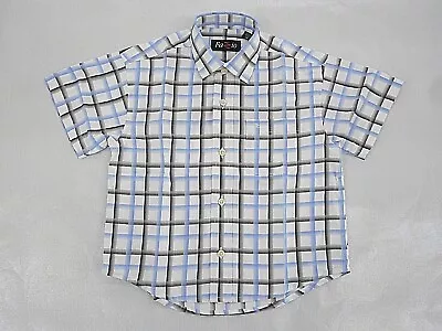 Boys Fazzio Blue Gray & White Striped Short Sleeve Dress Shirt Sizes 2 - 20 • $12.88