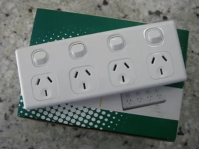 10 Amp Quad Power Point 4 Gang Socket Outlet 10A SAA GPO Double Pole • $19.20