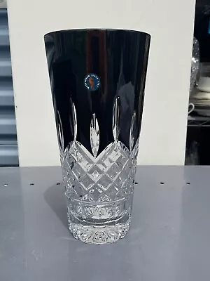 New Waterford Lismore Black Vase Crystal 10  Tall • $699