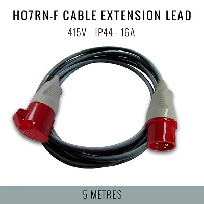 5m 3 Phase Ho7rn-f Cable 16a 5 Pin Extension Lead Welder Lathe Compressor Ip44 • £39.50