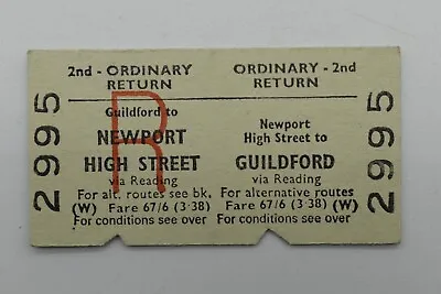 Railway Ticket Newport High Street To Guildford BRB (W) #2995 • £3