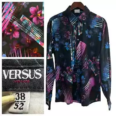 Gianni Versace VERSUS Floral Button Down Shirt Mens Size Large 38/52 Vintage  • $175