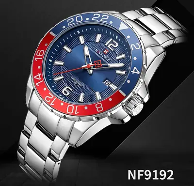 Naviforce Pepsi 44mm Quartz Date Watch 30m BLUE • $75.19