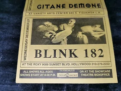 Blink 182 Concert Flyer Mark Hoppus Tom Delonge Scott Raynor Rare OOP • $147.79