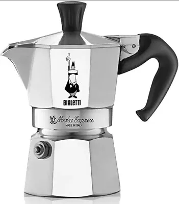 Bialetti Moka Pot Express Italian & Espresso Coffee Maker 1 Cup Silver 60 Ml 2oz • $29.99