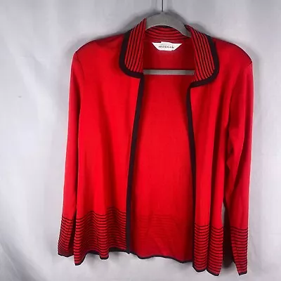 Exclusively Misook Cardigan Small Red Knit Open Front Sweater  Career Blazer Top • $25.47