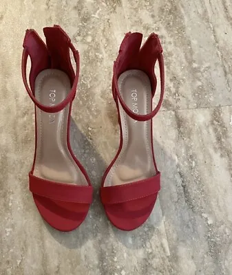 NWOB Top Moda By Fashion Nova Sexy Red Zip Back Heels Women’s Shoes 5.5 • $10.95