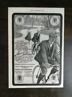 Vintage 1901 Monarch Bicycles Chainless And Chain Models Full Page Original Ad • $6.99