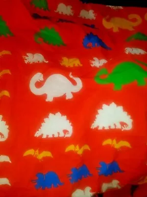 Vintage Orange Bright Colors Dinosaur Fabric Material Retro Novelty Sewing 48x58 • $9.65