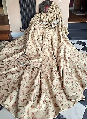 PAIR HUGE Damask Embroidered Curtains BESPOKE L90  228cm W168  427cm  • £145