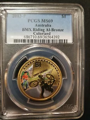 Australia 2013-P One Dollar $1 BMX Riding Colorized) - PCGS MS69 • $75