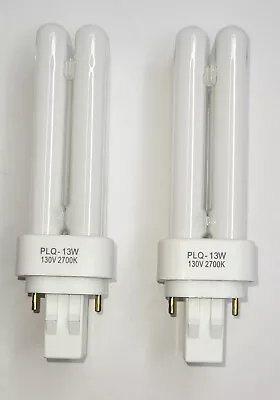 2-pack Plq-13w 2700k 2-pin Gx23-2 13-watt Double Tube Cfl Light Bulbs Warm White • $11.99