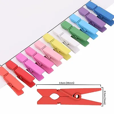 50 Wooden Mini Pegs 35mm In Length Select Colour • £3.09