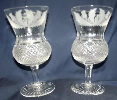 Pair Of Edinburgh Crystal Thistle Large Water/Wine Glasses Perfect 165MM  6.5  • £139.99